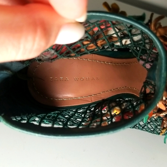 Zara - Green Floral Mesh Heels - Picture 11 of 15